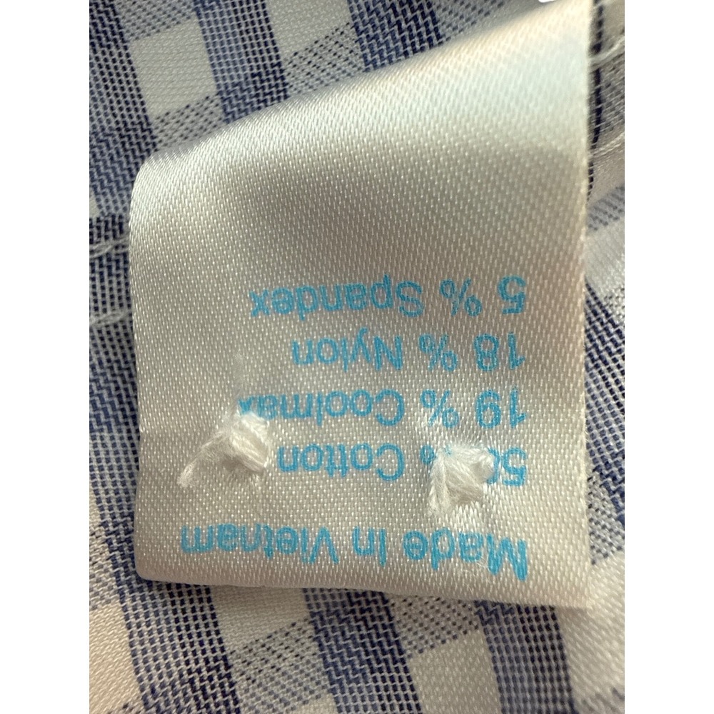 TWILLORY‎ Performance Tailored Fit Dress Shirt Blue/White Check Men's Sz L 34/35 - Picture 10 of 11
